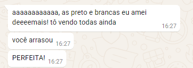 Depoimento de cliente — preto e brancas perfeitas